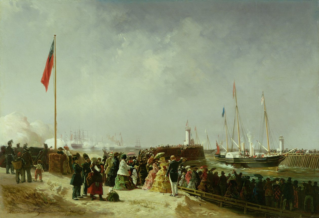 Die Abfahrt des Dampfschiffs in Boulogne von Louis Bentabole