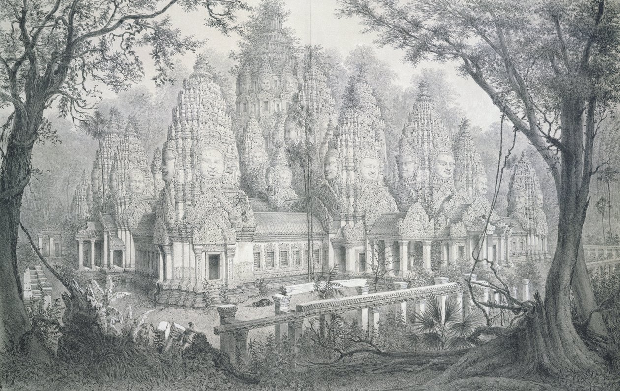 Ruinen von Bayon, Kambodscha, 1873 von Louis Delaporte
