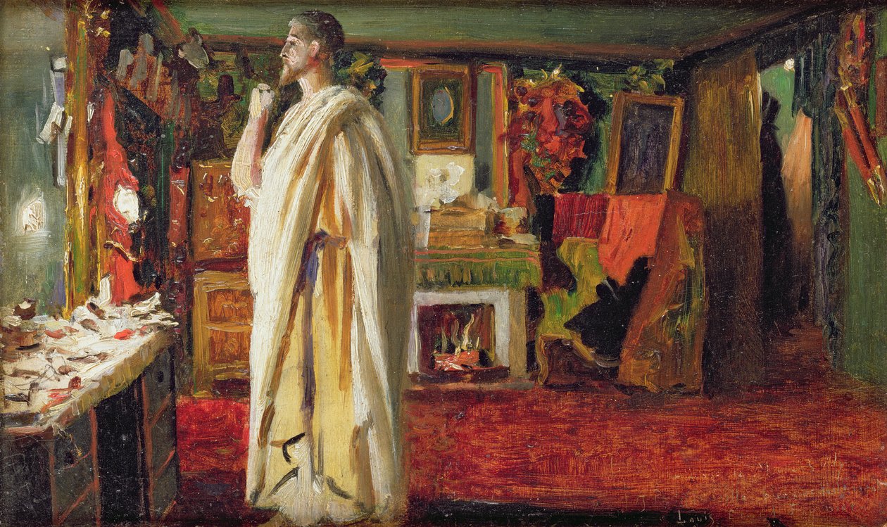 Der Schauspieler Mounet Sully in römischem Kostüm in seiner Garderobe von Louis Edouard Paul Fournier
