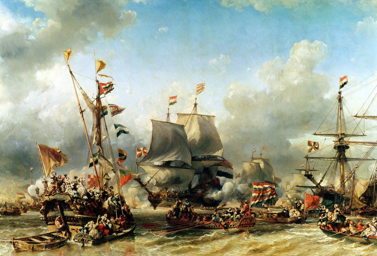 Die Einschiffung von Ruyter und William de Witt im Jahr 1667, 1850-51 von Eugene Isabey