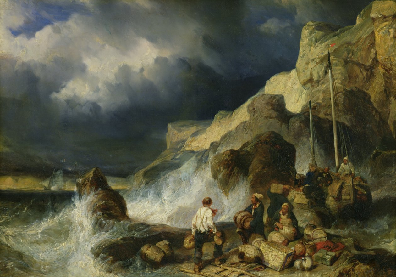 Der Angriff der Schmuggler, ca. 1837 von Eugene Isabey