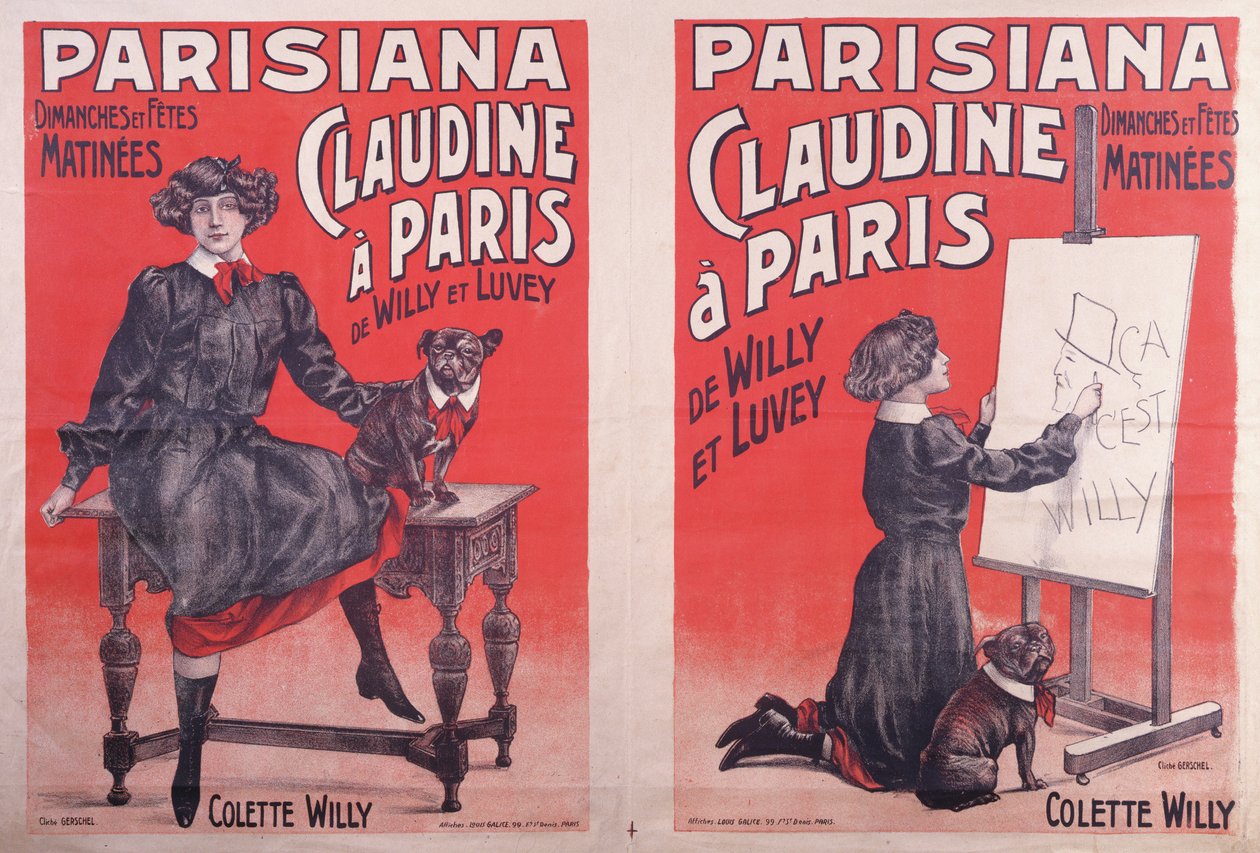 Plakate, die Aufführungen von Claudine à Paris im Théâtre Parisiana bewerben, ca. 1906-7 von Louis Galice