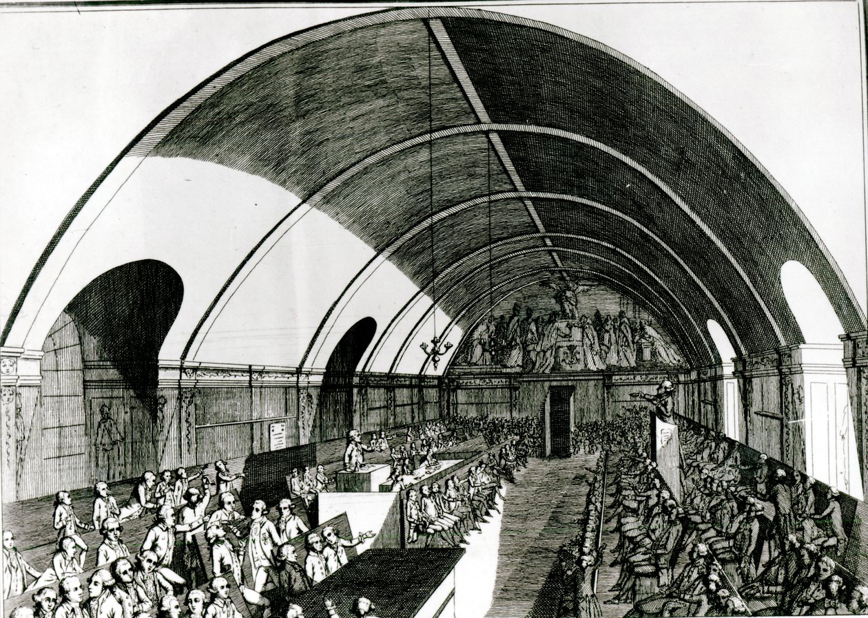 Ein Treffen des Jakobinerclubs, 1791 von Louis Joseph I Masquelier