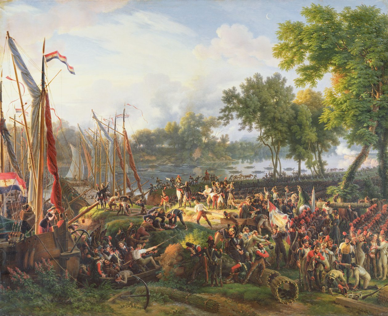 Die französische Armee überquert den Rhein bei Düsseldorf, 6. September 1795 von Louis Lejeune