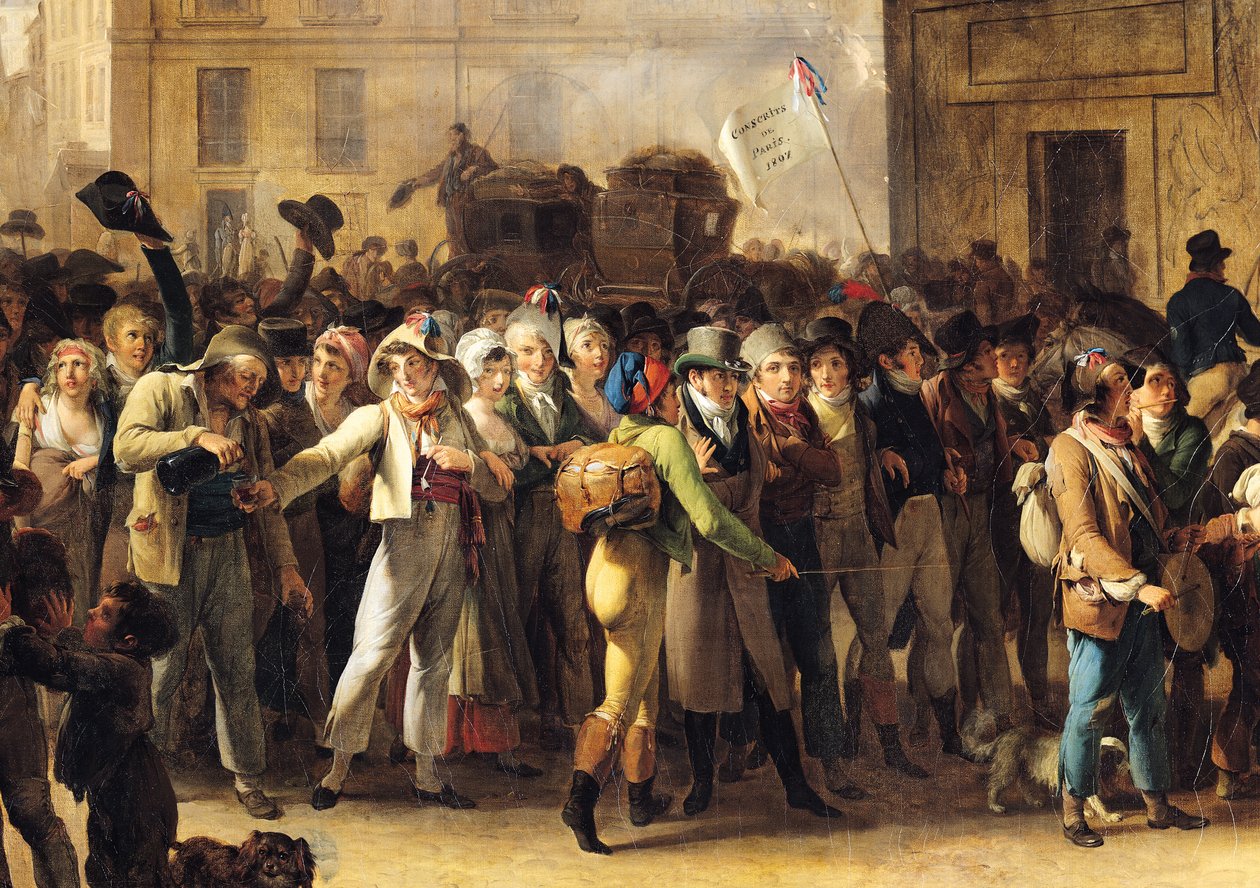 Die Wehrpflichtigen von 1807 marschieren am Tor von Saint-Denis vorbei (Detail) von Louis Leopold Boilly