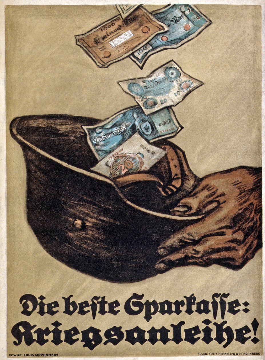 WW1 Deutsches Kriegsanleiheplakat, Die beste Sparkasse: Kriegsanleihe!, ca. 1914-18 von Louis Oppenheim