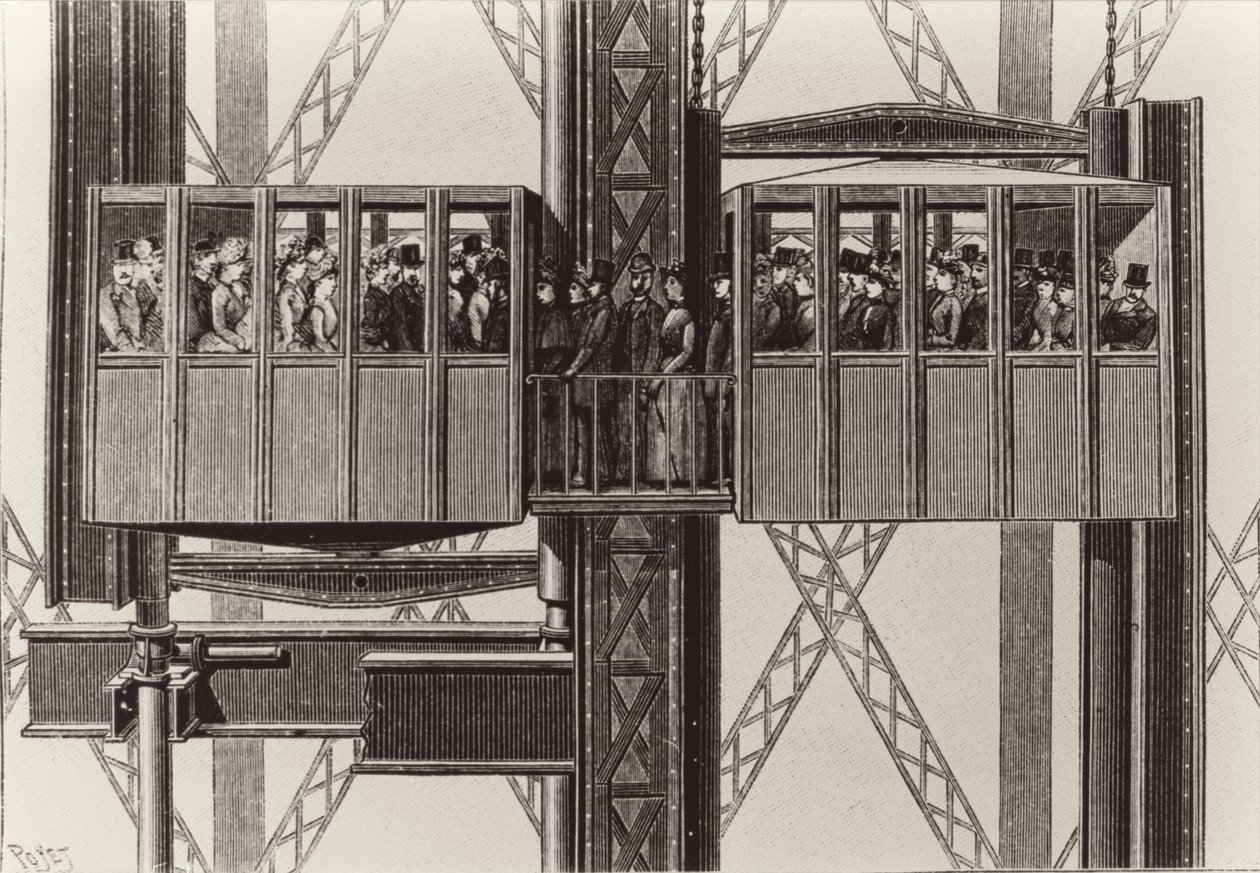 Entwurf für einen Aufzug, von Gustave Eiffel von Louis Poyet