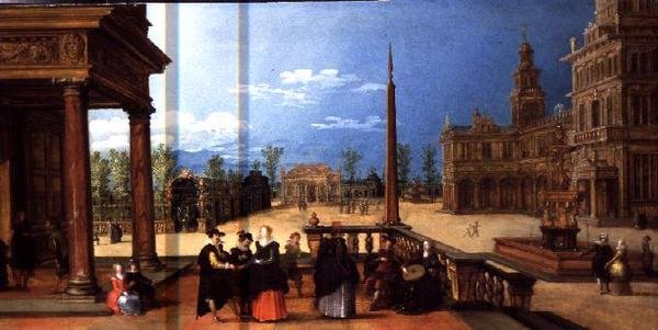 Figuren auf einer klassischen Piazza von Louis de Caullery