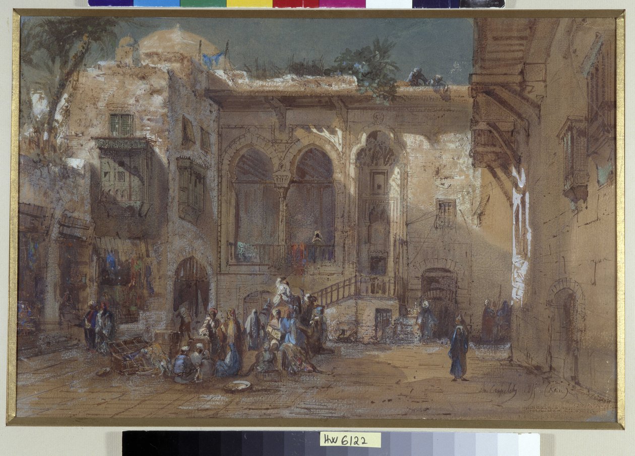 Ein lebhafter Platz in Kairo, Ägypten von Louis Amable Crapelet