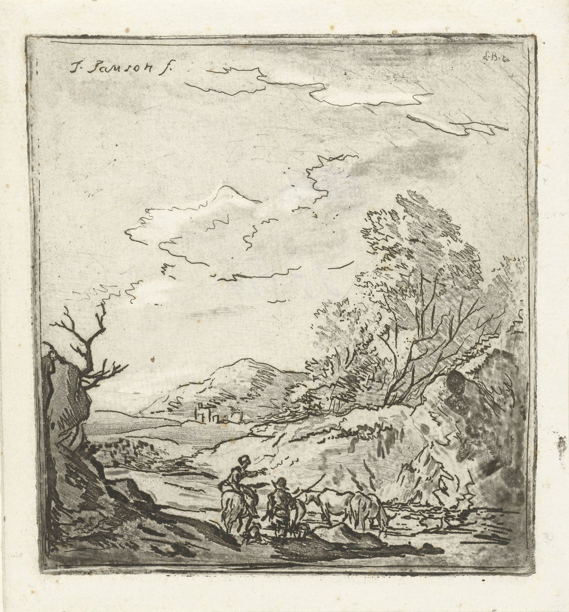 Landschaft mit Reiter und Hirte von Louis Bernard Coclers