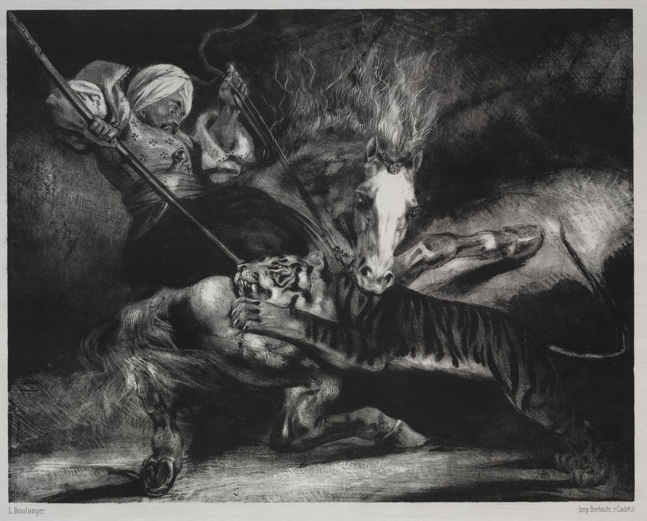 Ein Angriff durch einen Tiger von Louis Candide Boulanger