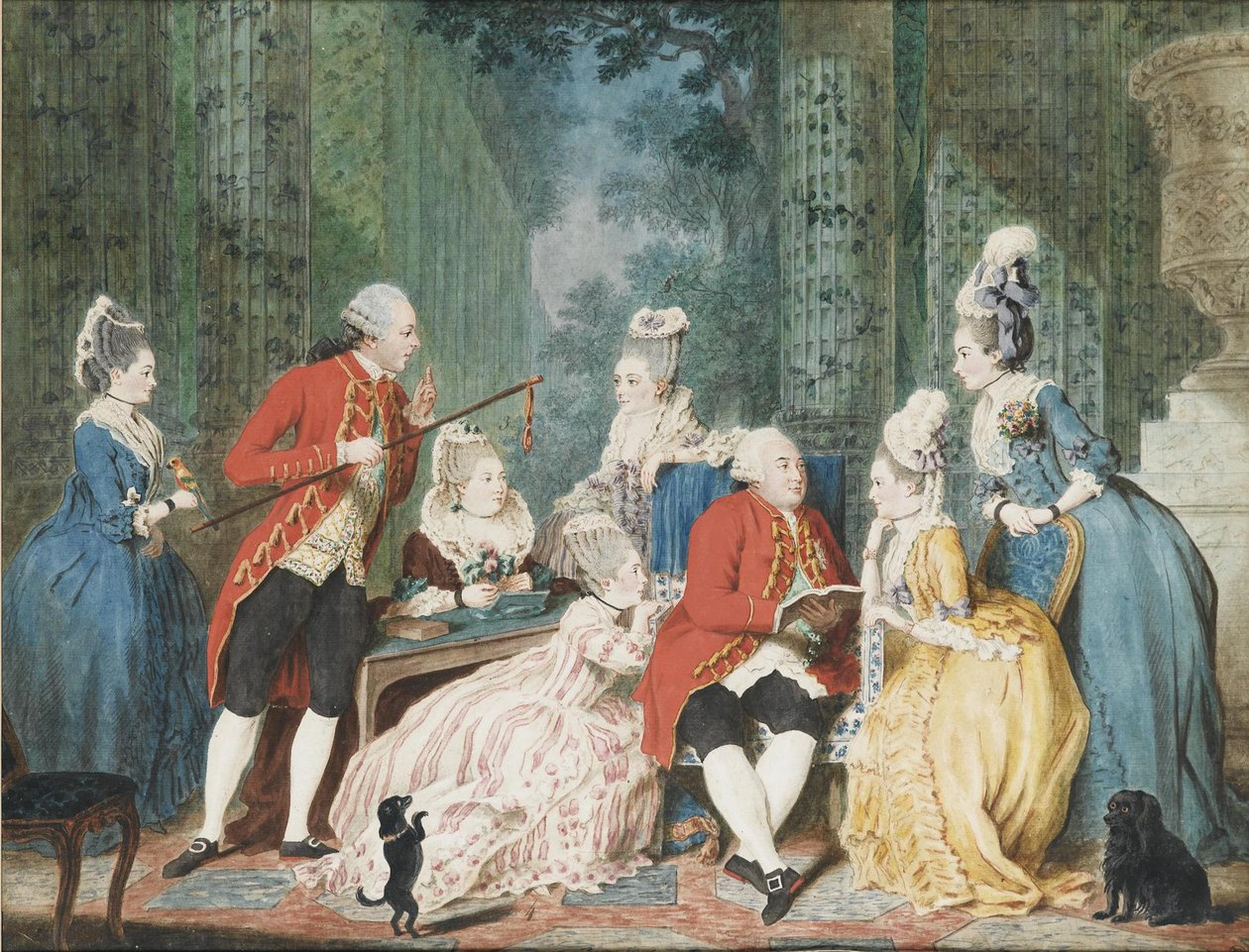 Gesellschaft im Palais Royal, ca. 1775 von Louis Carrogis dit Carmontelle