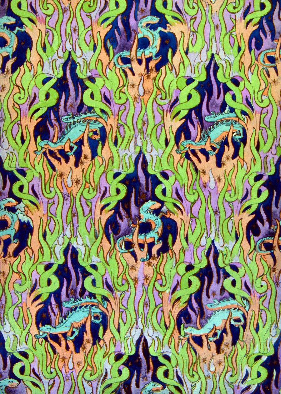 Tapetendesign mit Drachen von Louis Chalon