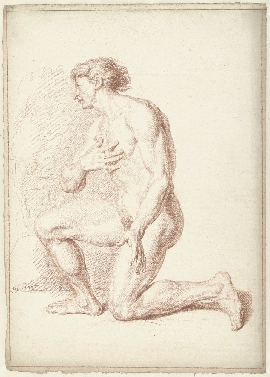 Männlicher Akt, kniend, nach links von Louis Fabritius Dubourg