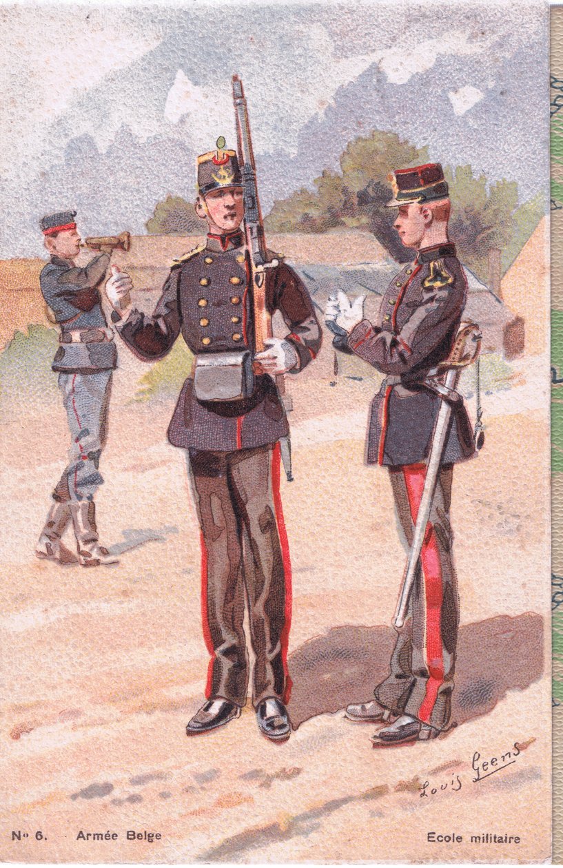 Militärschule, Postkarte, 1920er Jahre von Louis Geens