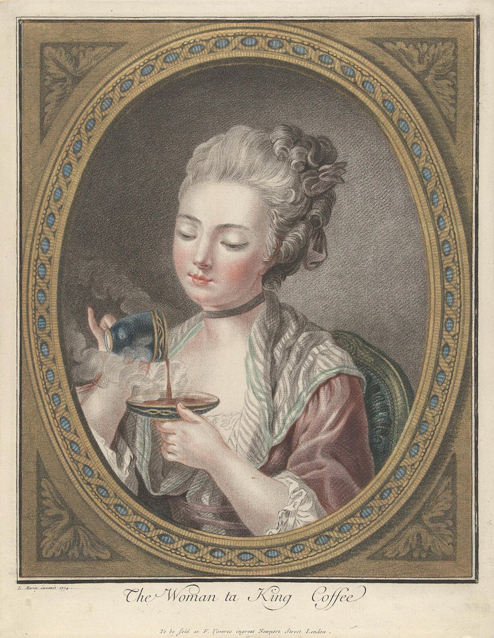 Frau trinkt Kaffee von Louis Marin Bonnet