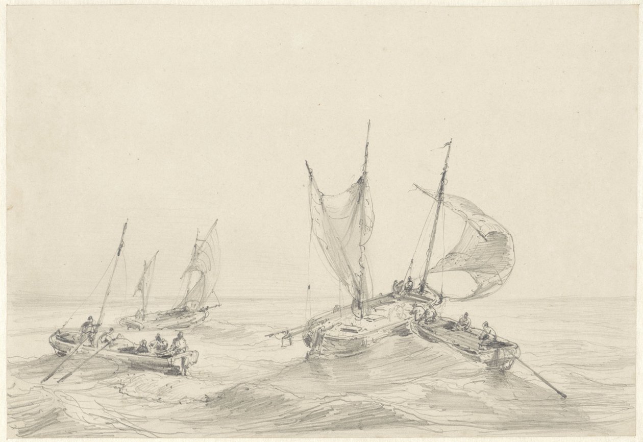 Meer mit Fischerbooten von Louis Meijer