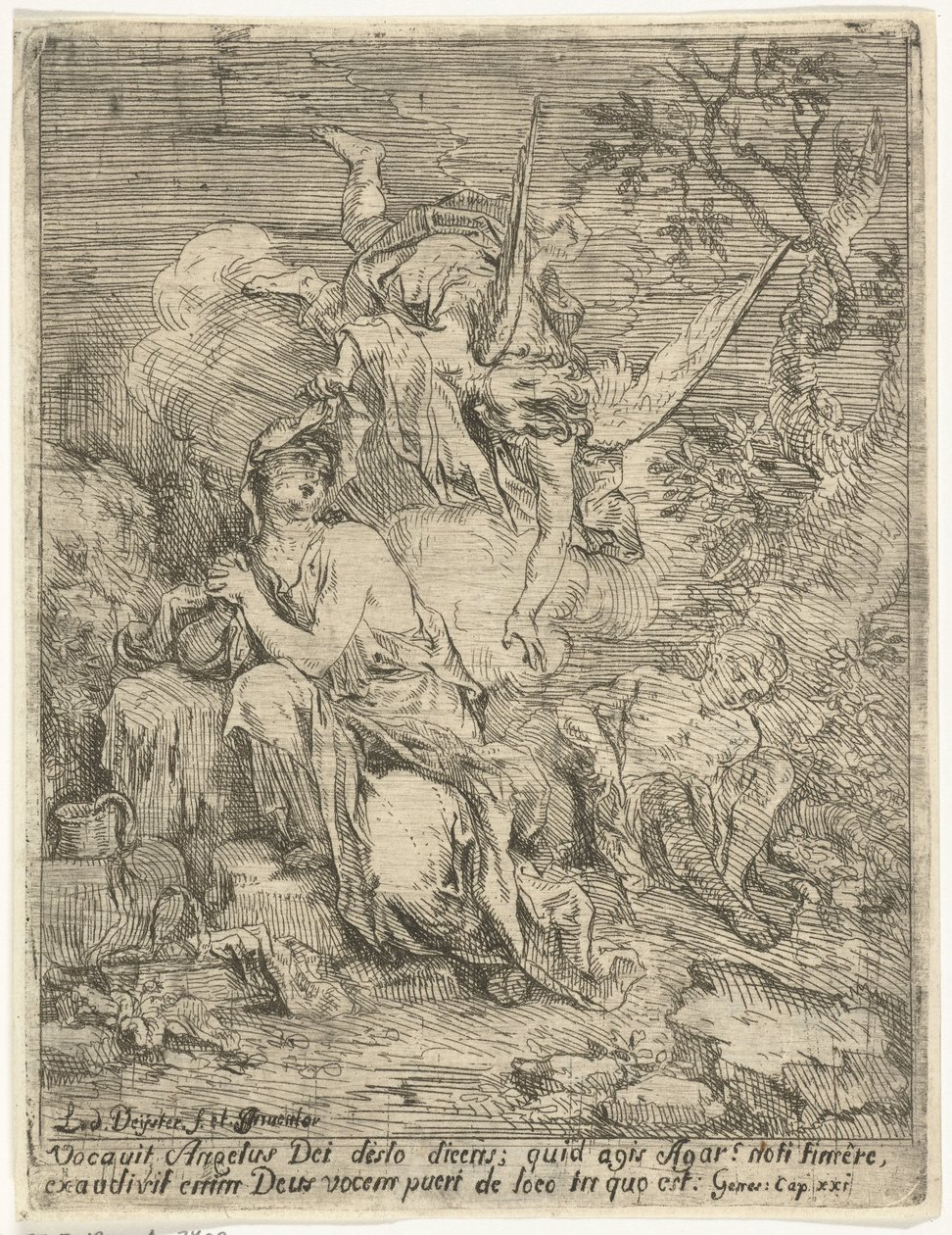 Hagar und Ismael in der Wüste von Louis de Deyster