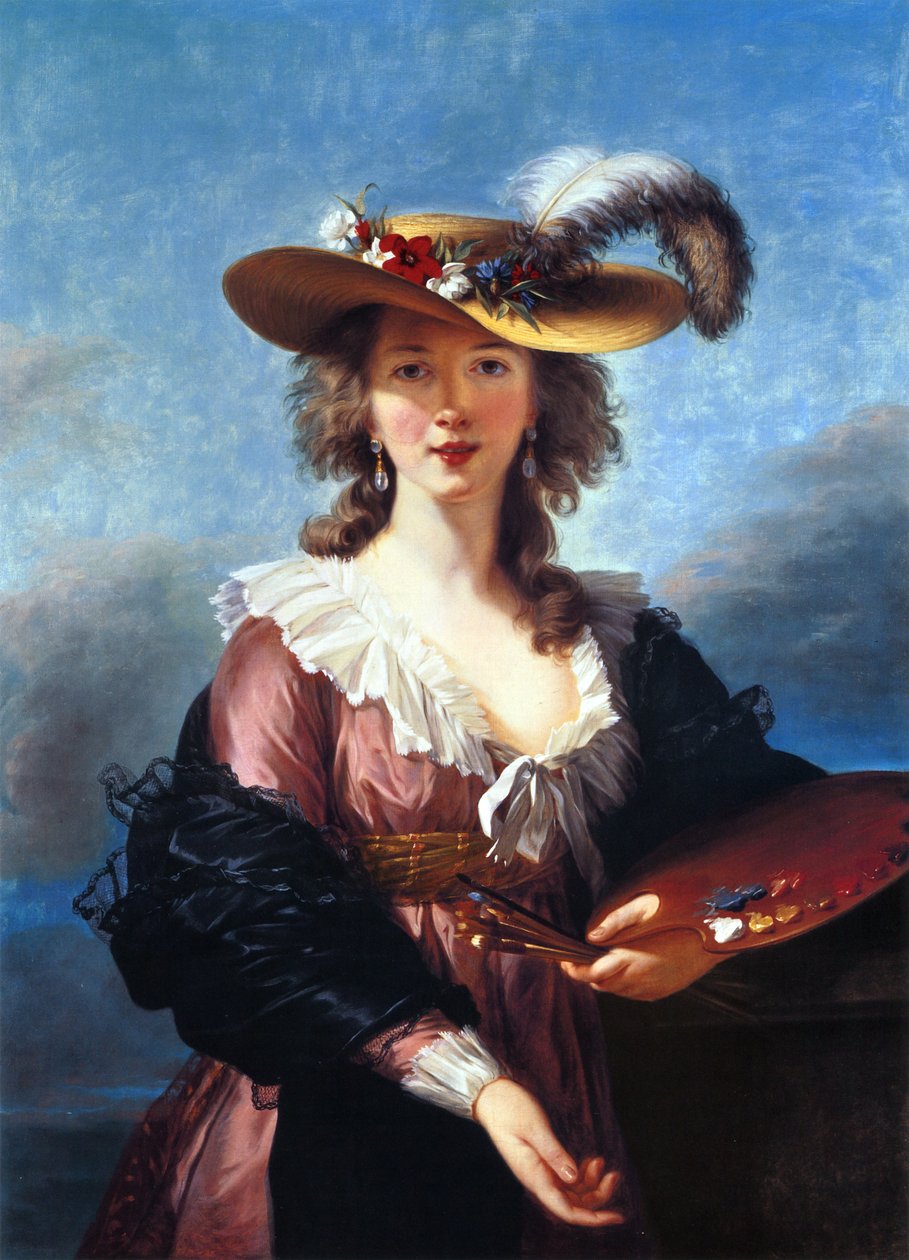 Selbstporträt mit Strohhut von Elisabeth Louise Vigee Lebrun
