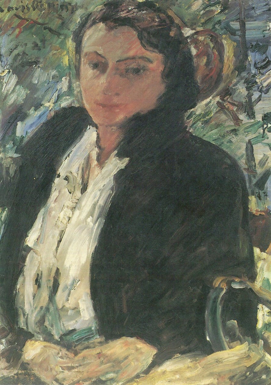 Porträt Charlotte Corinth in grüner Samtjacke von Lovis Corinth