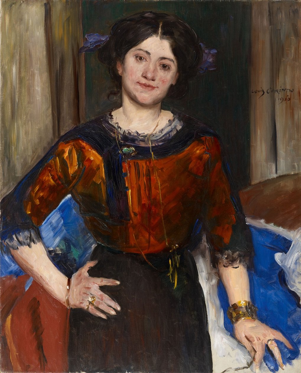 Porträt Charlotte Corinth in brauner Bluse von Lovis Corinth