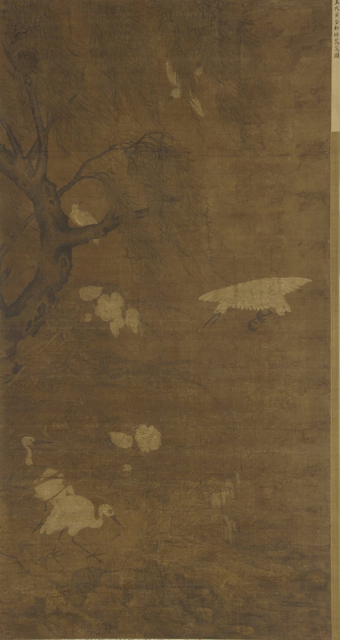 Vögel, Weidenbaum und Blumen, Ming-Dynastie, 15.-16. Jahrhundert von Lu Ji