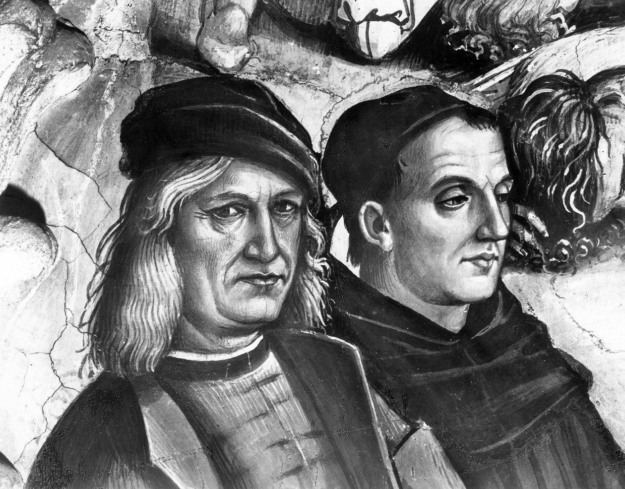Porträt von Luca Signorelli und Fra Angelico (Detail) von Luca Signorelli