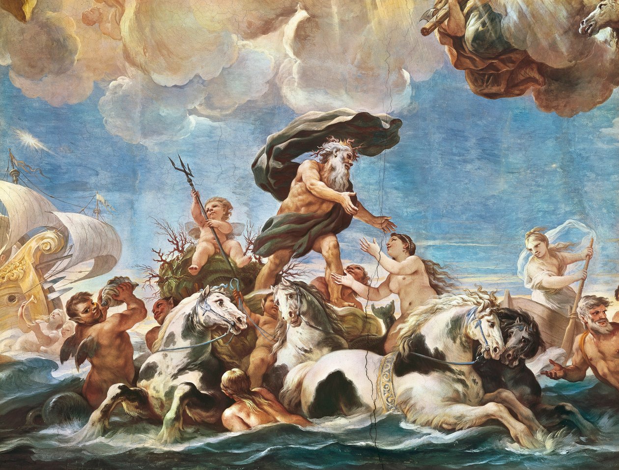 Neptun (Detail) von Luca Giordano