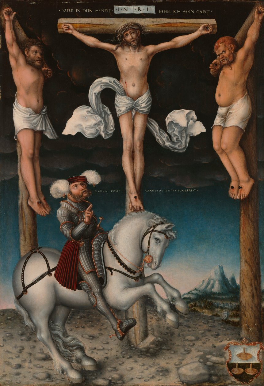 Die Kreuzigung mit dem bekehrten Hauptmann von Lucas Cranach the Elder