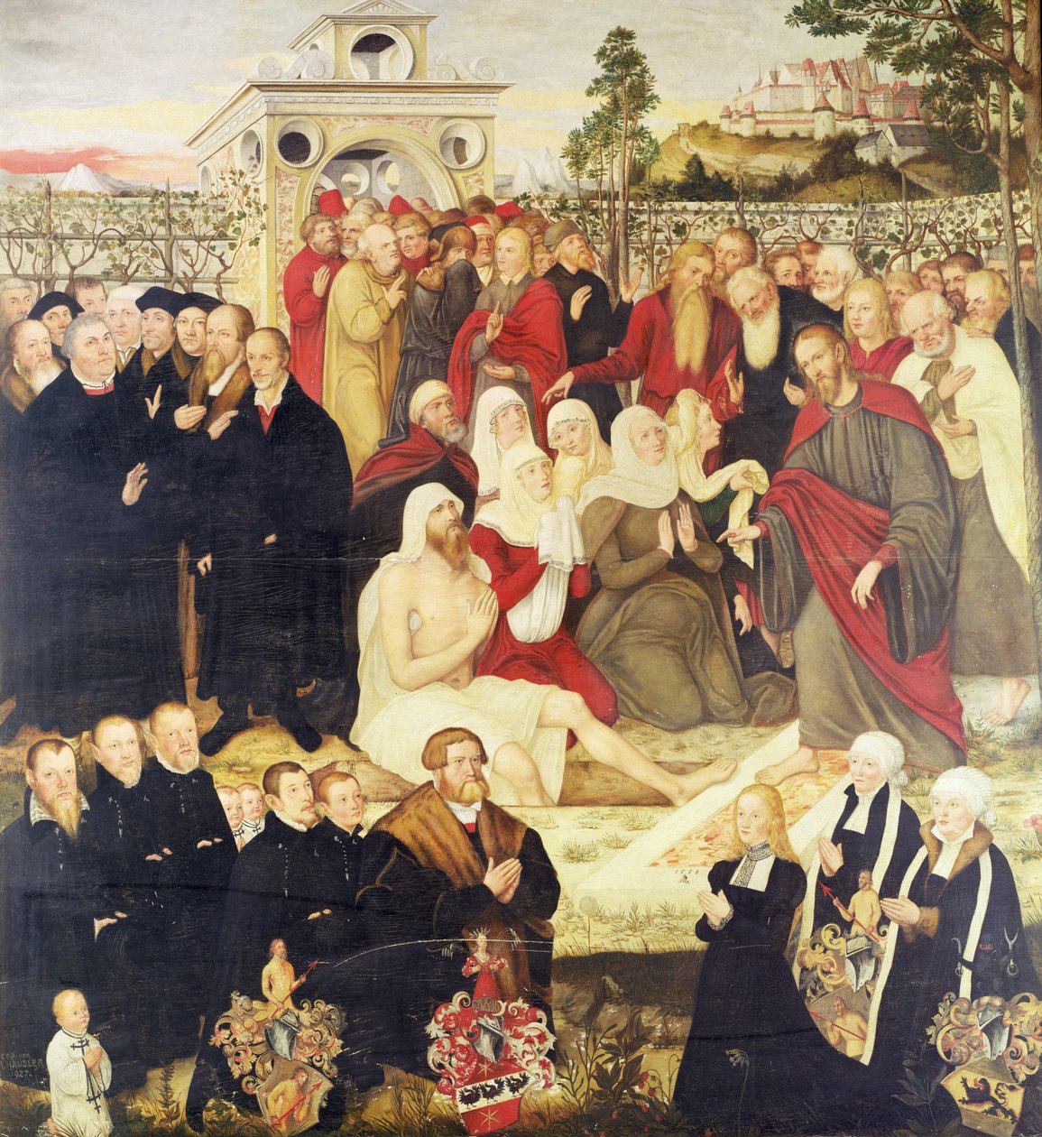 Reformatoren-Gruppe bei einem Wunder von Lucas Cranach the Younger