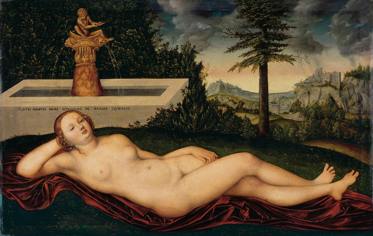 Quellnymphe am Brunnen von Lucas Cranach the Elder