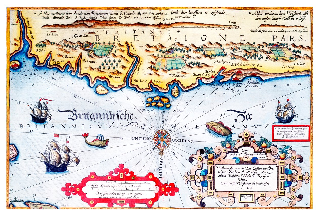 Seekarte der Bretagne-Küste von Lucas Janszoon Waghenaer