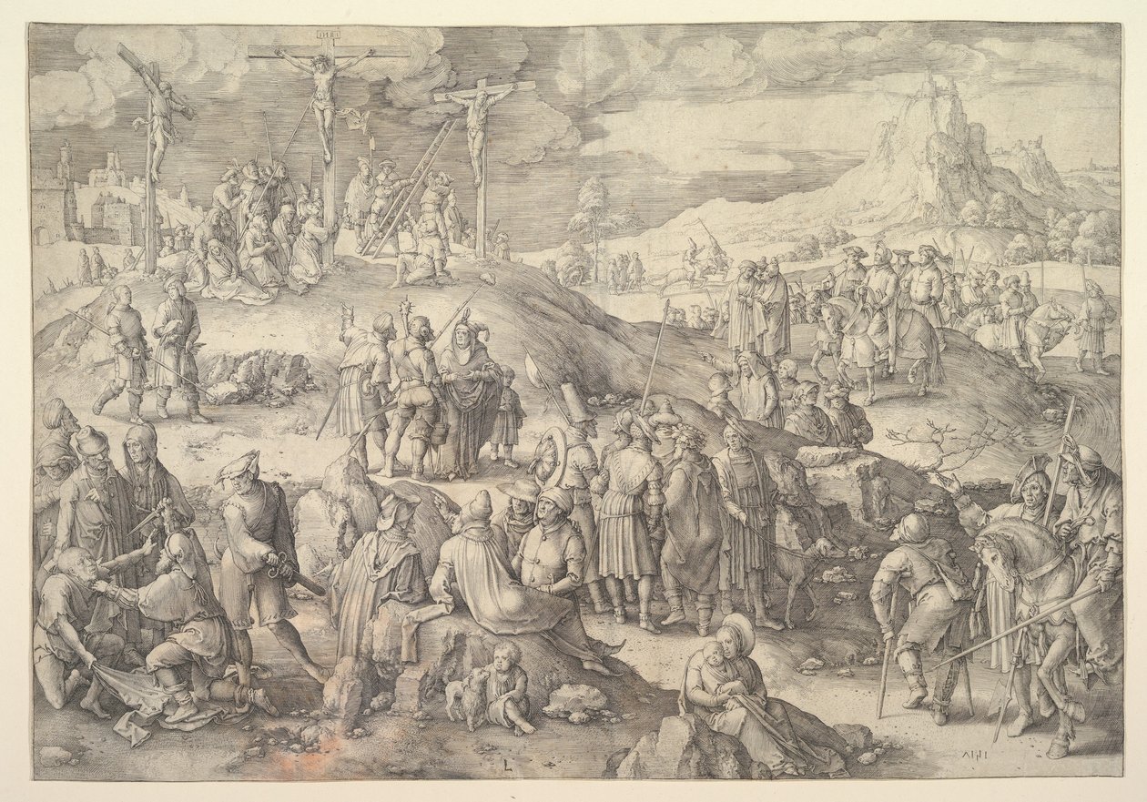 Kalvarienberg Golgatha, 1517 von Lucas van Leyden