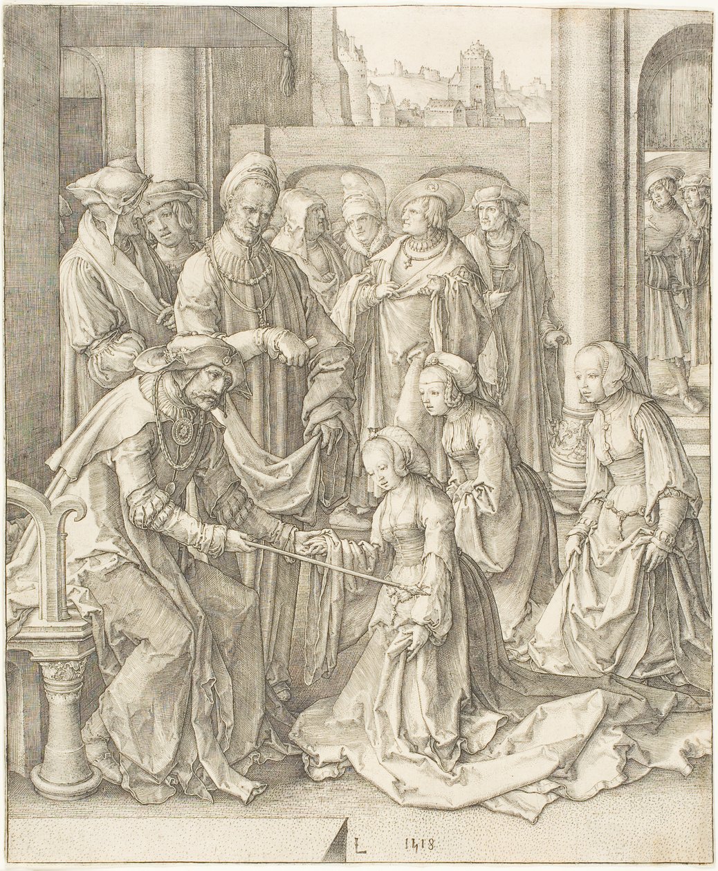 Esther vor Ahasverus von Lucas van Leyden