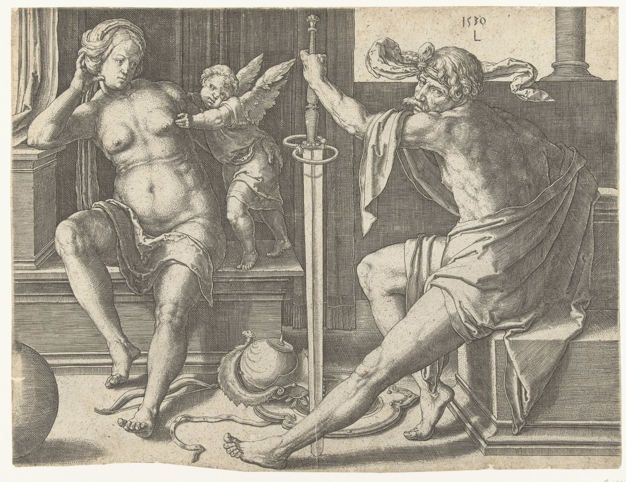 Mars, Venus und Cupido von Lucas van Leyden