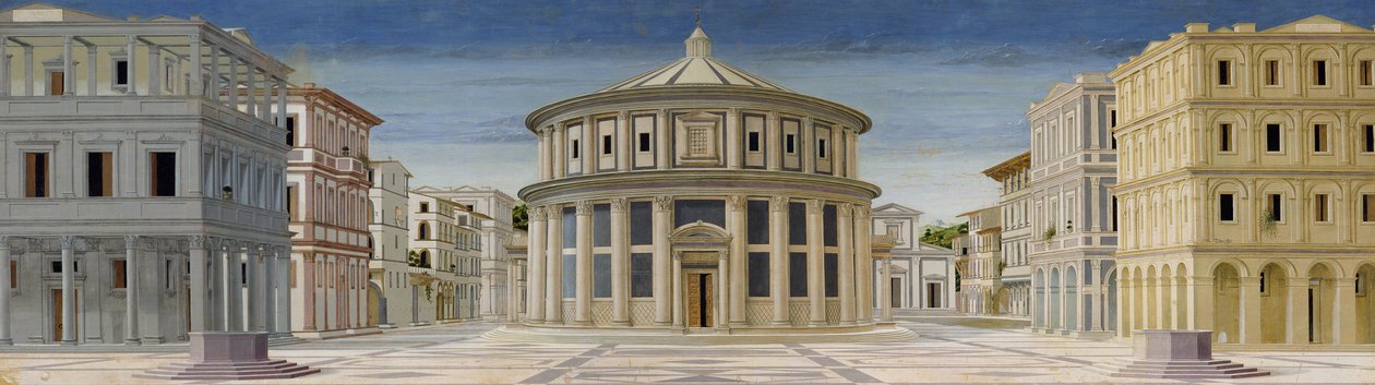 Ansicht einer idealen Stadt, oder Die Stadt Gottes, nach 1470 von Luciano Laurana