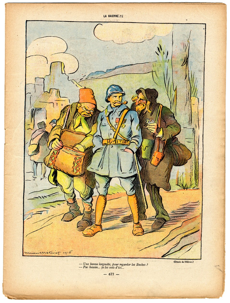 La Baionnette, Satirisch in Farben von Lucien Metivet