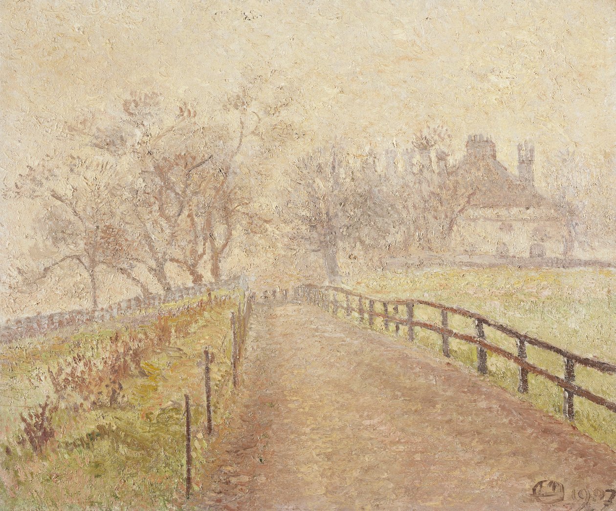 Ein Nebeliger Morgen, Mortlake von Lucien Pissarro