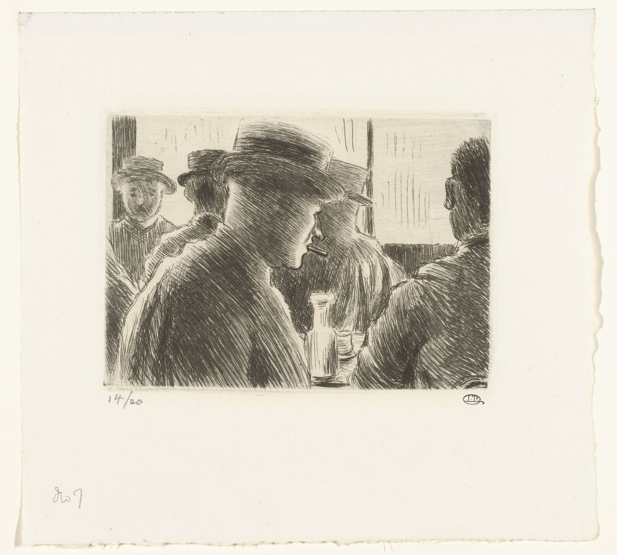Männer in einem Café von Lucien Pissarro