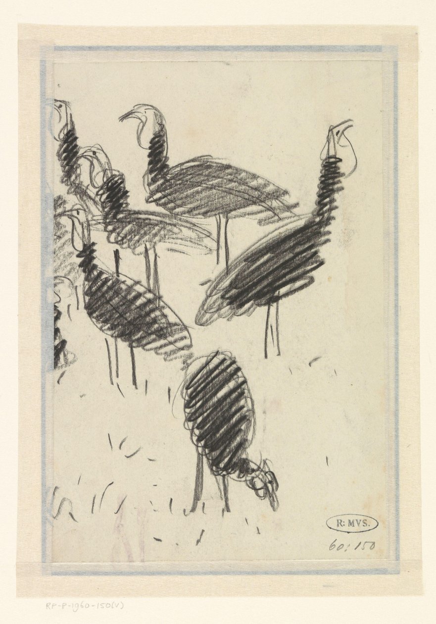 Sechs Vögel von Lucien Pissarro
