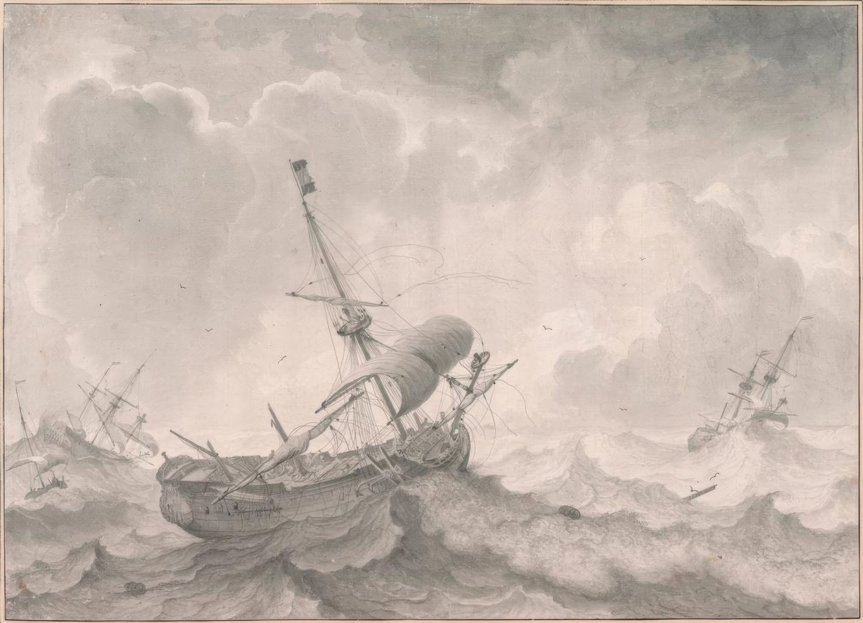 L.Backhuysen, Schiffe auf stürmischer See von Ludolf Backhuysen