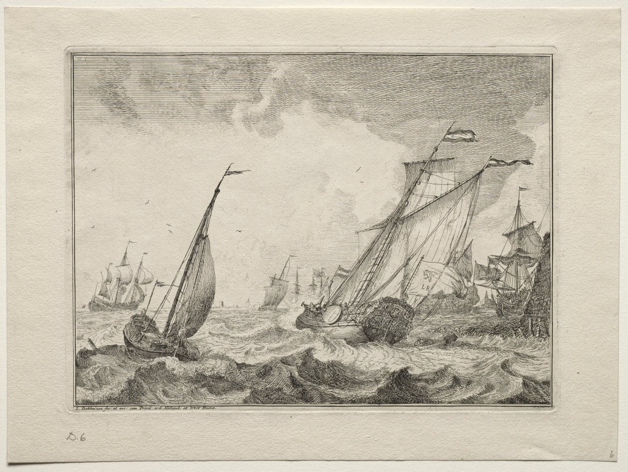 Schiffe in einem Sturm, 1701 von Ludolf Backhuysen
