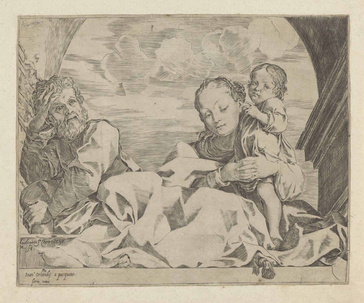 Heilige Familie unter einem Bogen von Ludovico Carracci