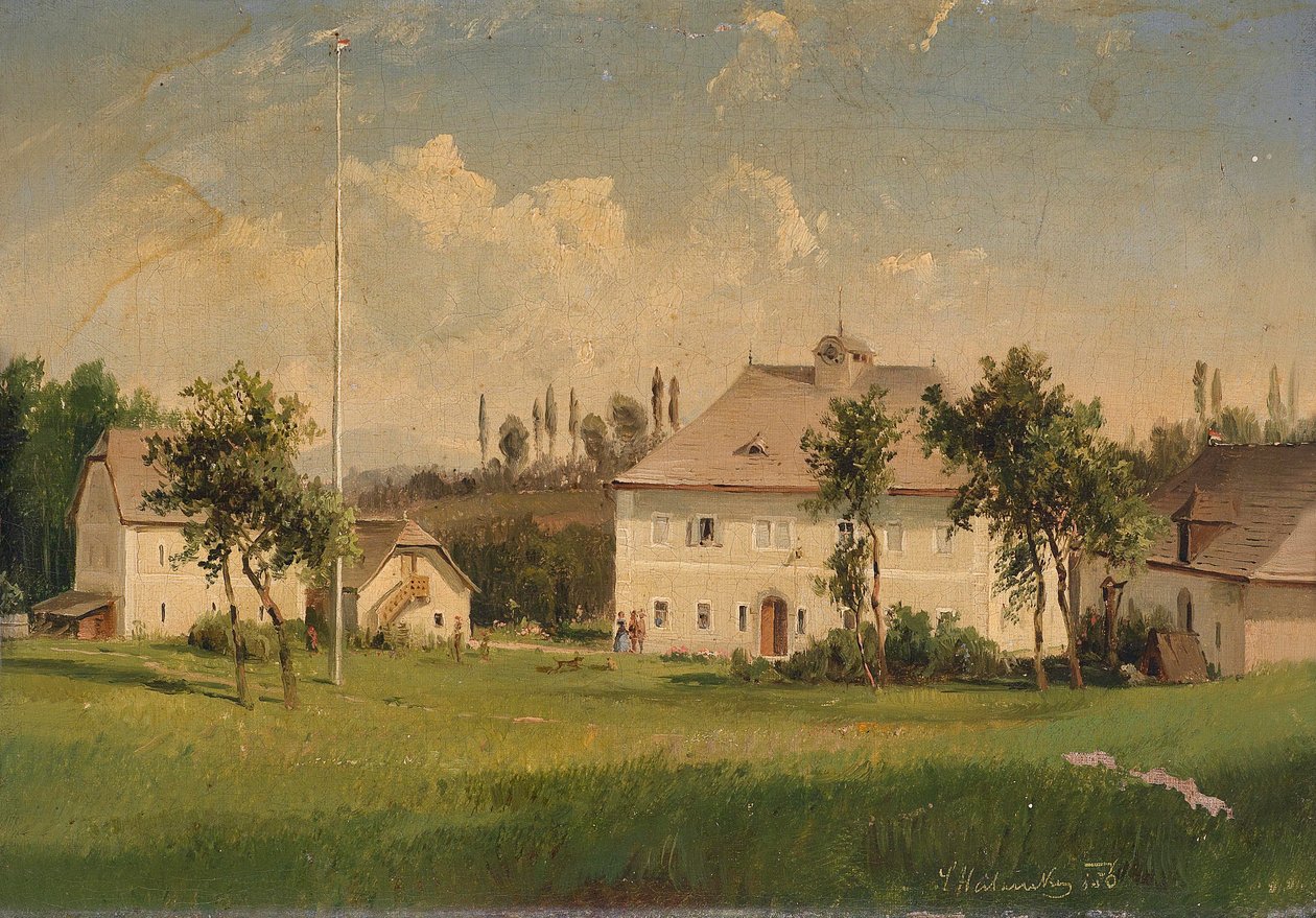 Auf dem Land, Blick auf einen Gutshof von Ludwig Halauska