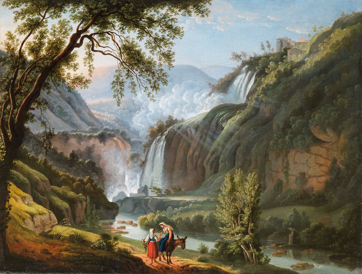 Landschaft mit einem Wasserfall von Ludwig Philipp Strack