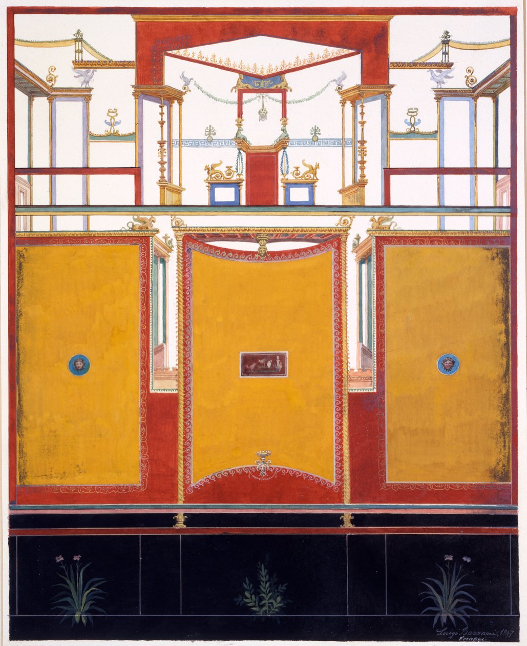 Wanddekorationen aus dem Haus des Aulus Vettius, Pompeji, ca. 36-39 n. Chr., 1987 von Luigi Bazzani