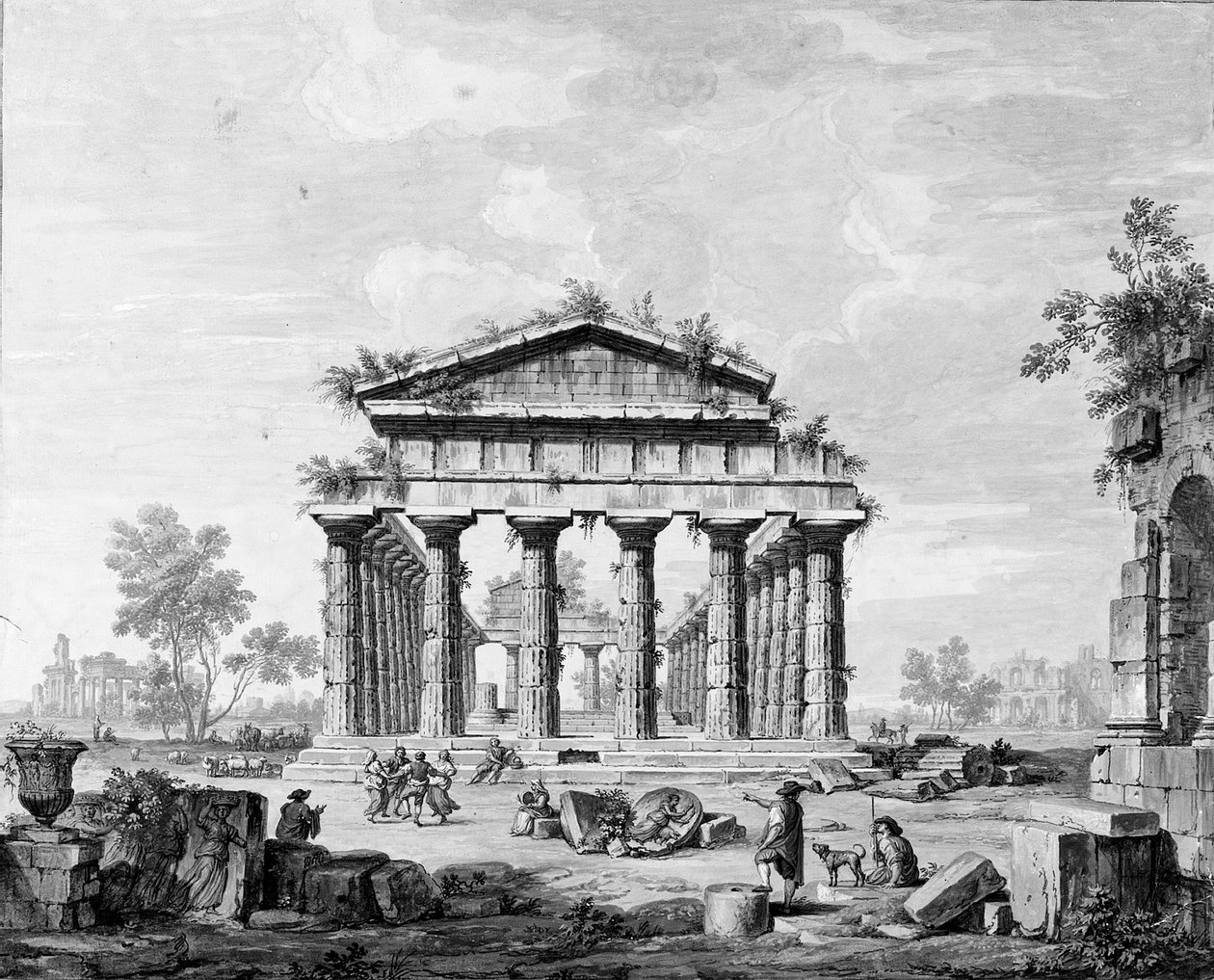 Der Tempel der Juno in Paestum von Luigi Balugani