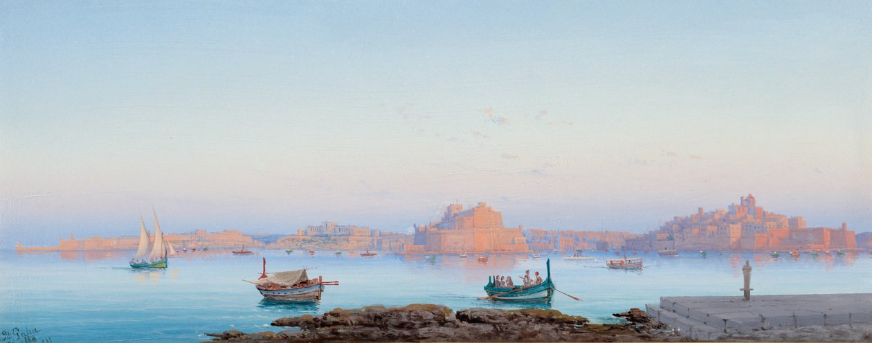 Großer Hafen, Malta, von Valletta, 1911 von Luigi Maria Galea