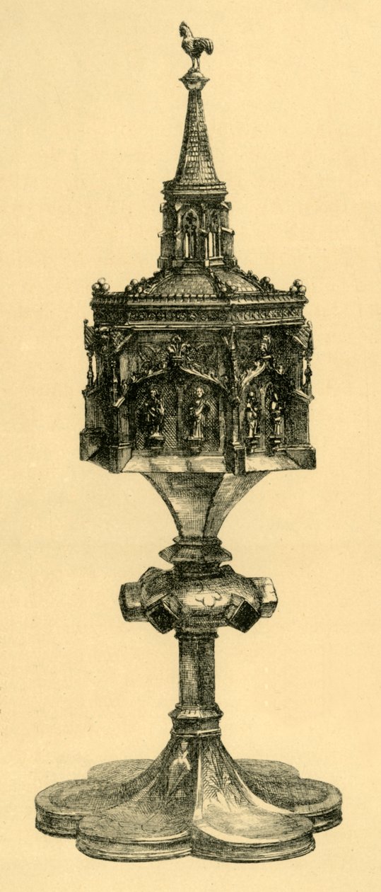 Kupfervergoldete Pyxis, Mitte des 15. Jahrhunderts, 1881 von M Sullivan
