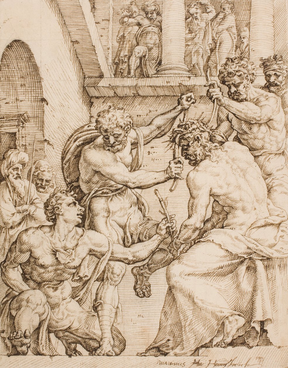 Christus wird mit Dornen gekrönt von Maarten van Heemskerck